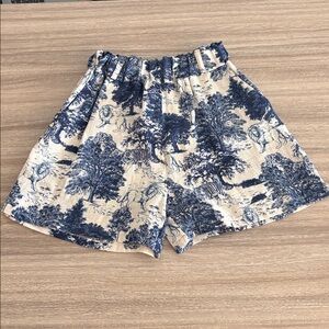 Scandal Italy Linen Toile Safari Print High-Waist Pull On Women’s Shorts